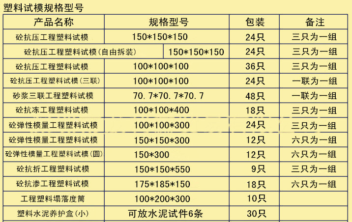 混凝土試模試壓試塊模具砼抗壓方形塑料膜模盒建築用混凝土試件模盒子